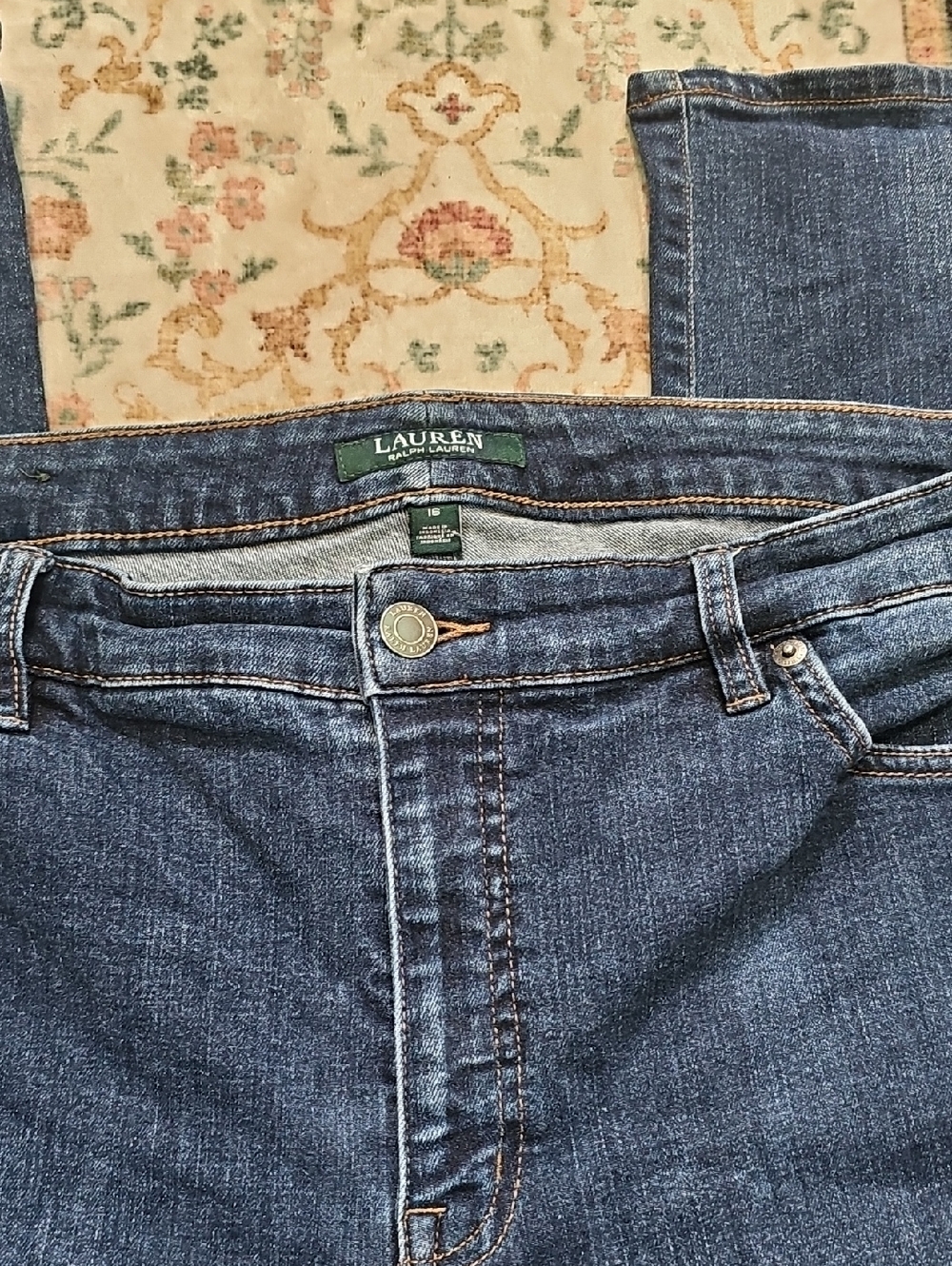 Ralph Lauren Size 16 Stretch Indigo Straight-Leg Jeans - Picture 2 of 6
